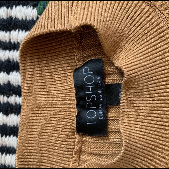 tan cropped knit mock neck - Picture 3 of 3